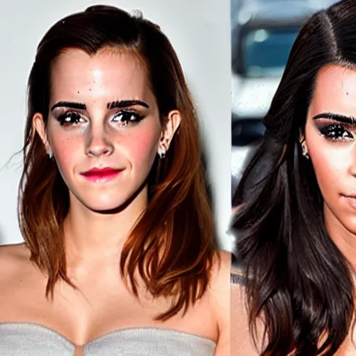 Image similar to an emma watson and kim kardashian hybrid