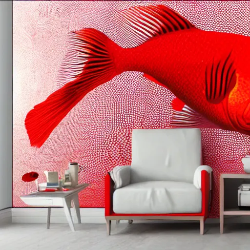 Image similar to recursive red fish wallpaper overlapping