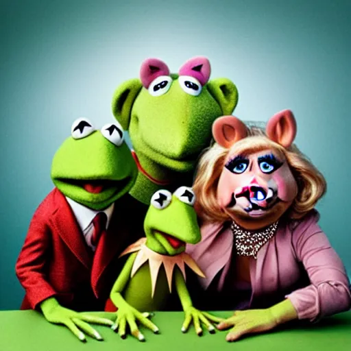 Image similar to Kermit, Miss Piggy and their offsprings, by Martin Schoeller