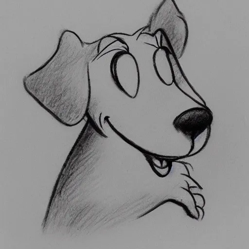 Image similar to milt kahl pencil sketch of happy mini schnauzer cartoon lady and the tramp style