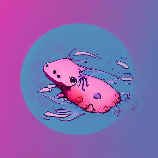 Prompt: an anatomically accurate picture of an axolotl, 3 d illustration, synthwave, pink and blue colors