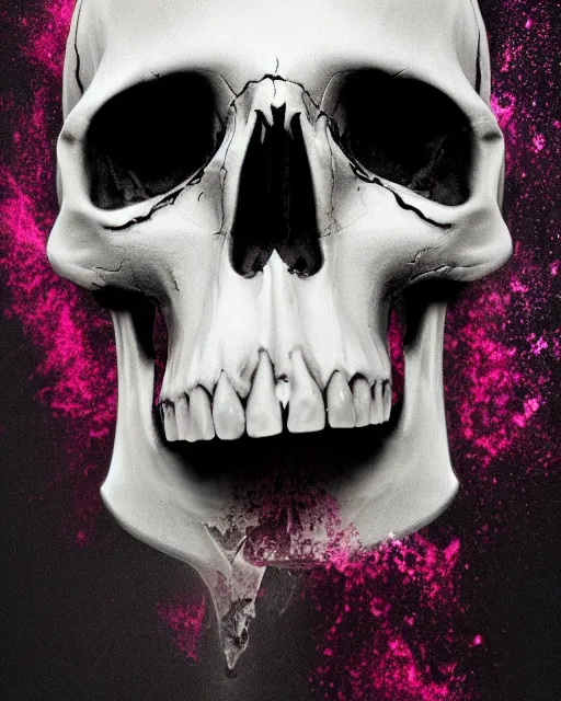 Image similar to a skull melting like wax, 4 k, black background