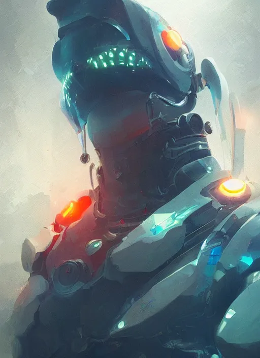 Prompt: a robotic man, cyberpunk, koi fish, orange spike aura, detailed artwork trending on artstation by greg rutkowski
