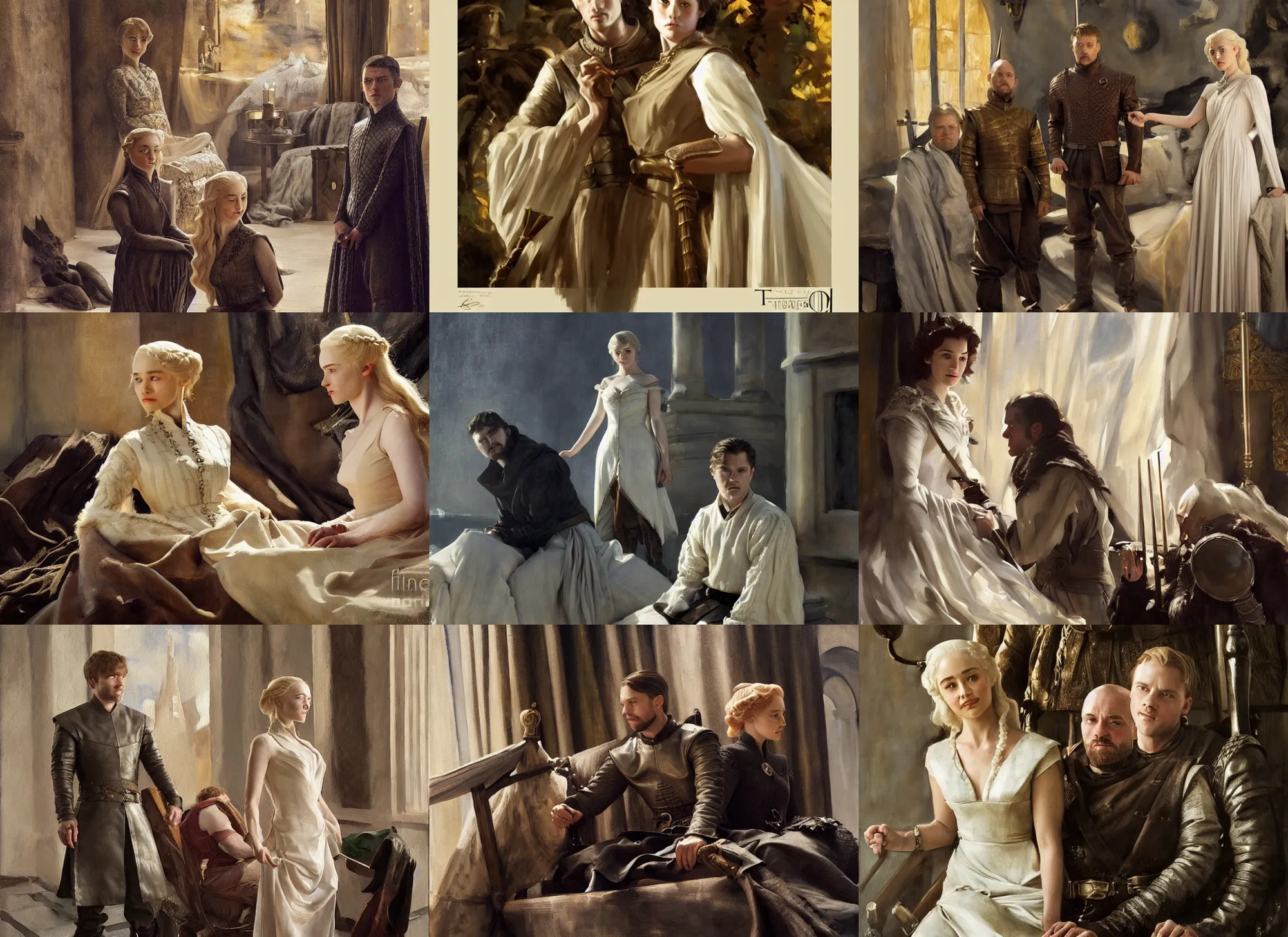 Prompt: game of thrones painting by sargent and leyendecker still shot