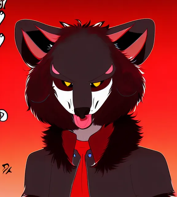 Image similar to furry - male - red - black - weasel - necromancer - fursona uhd ue 5 visual novel pc game expressions