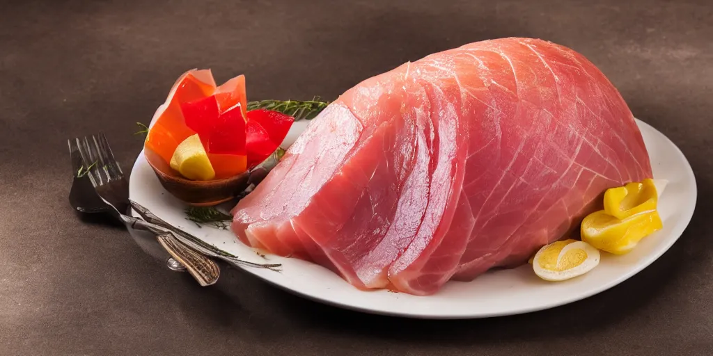 Image similar to Jellied ham, professional food photography, 8k,