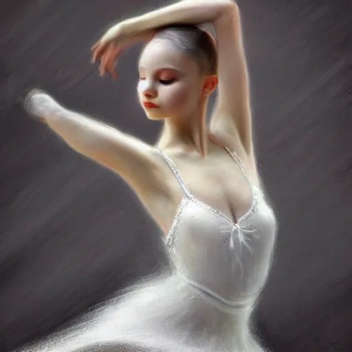 Image similar to ultra detailed hyper realistic deep focus smooth artstation wlop award winning ballerina monet