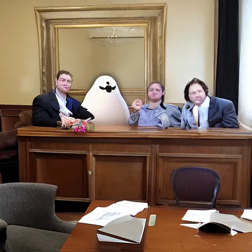 Image similar to a group of ghost in the room office trunp