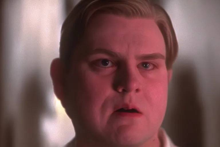 Prompt: cinematic still of chubby clean-shaven white man in the film Casper (1995), XF IQ4, f/1.4, ISO 200, 1/160s, 8K, RAW, dramatic lighting, symmetrical balance, in-frame