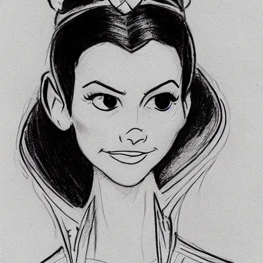 Prompt: milt kahl sketch of victoria justice as princess padme from star wars