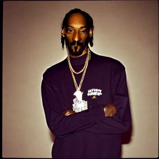 Image similar to 90's photo of snoop Dogg looking annoyed by the photographer