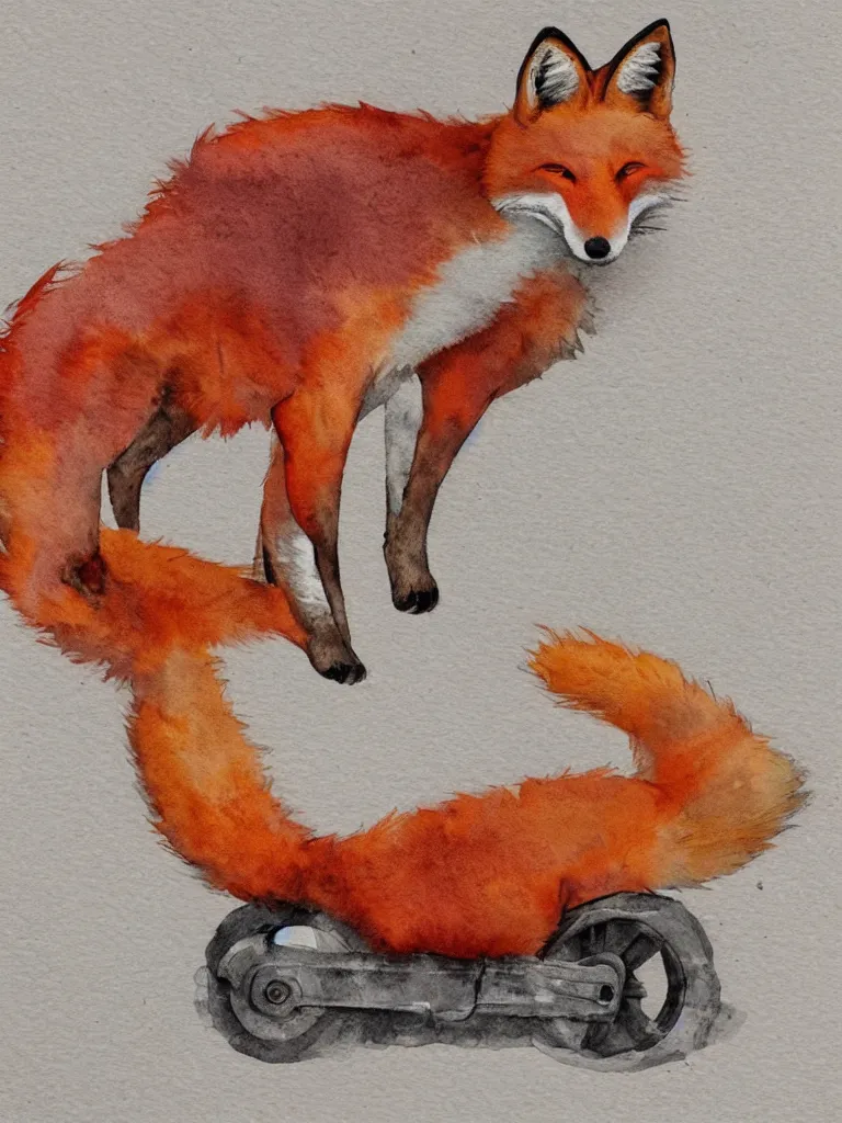 Image similar to autumn fox wheelbarrow watercolor by arti chauhan trending on artstation