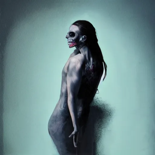 Prompt: full _ body _ pose _ hyperrealistic _ mixed _ media _ painting _ of _ a _ beautiful _ attractive _ skull _ woman _ dim _ volumetric _ lighting _ 8 _ k _ octane _ beautifully _ detaile _ - n _ 9 _ - i _ - s _ 1 5 0