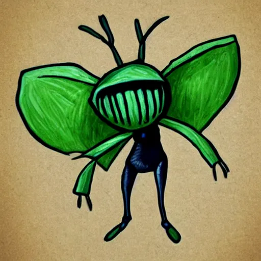 Prompt: A grasshopper in the style of hollow knight