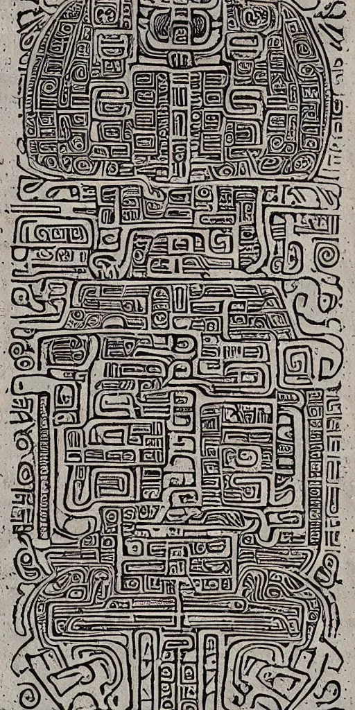 Image similar to mayan hieroglyph blueprints to a spaceship