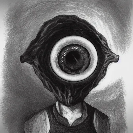 Image similar to man with giant eyeball for head