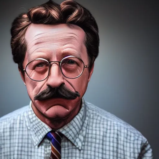 Image similar to stunning award winning hyperrealistic hdr 8 k highly detailed portrait photo of ned flanders as a real human