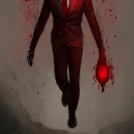 Prompt: portrait of aamir khan upper body in bloody business suit, blood red eyes, vampire fangs, fantasy, intricate, elegant, highly detailed, digital painting, artstation, concept art, matte, sharp focus, illustration, art by aenaluck and roberto ferri and greg rutkowski, epic fantasy, digital painting