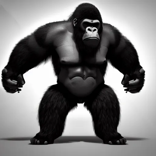 Image similar to angry tough gorilla, punk gorilla with mohawk hair. interesting 3 d character concept by tiger hkn and gediminas pranckevicius, maplestory, game art, hyper detailed, character modeling, cartoon, cinematic, ray tracing, fur details, maya, c 4 d