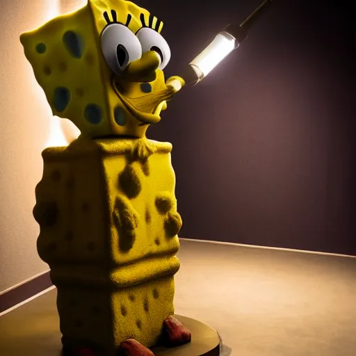 Image similar to a bronze statue of Spongebob Squarepants, studio lighting