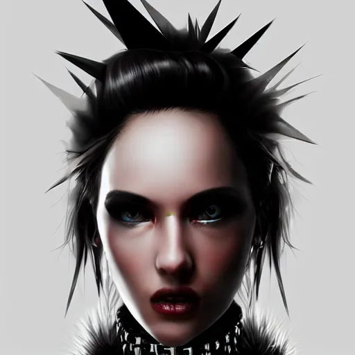 Prompt: female character cyberpunk wearing spiked black collar around neck, realistic, art, beautiful, 4K, HD, collar, choker, collar, choker, punk, artstation, wallpaper,