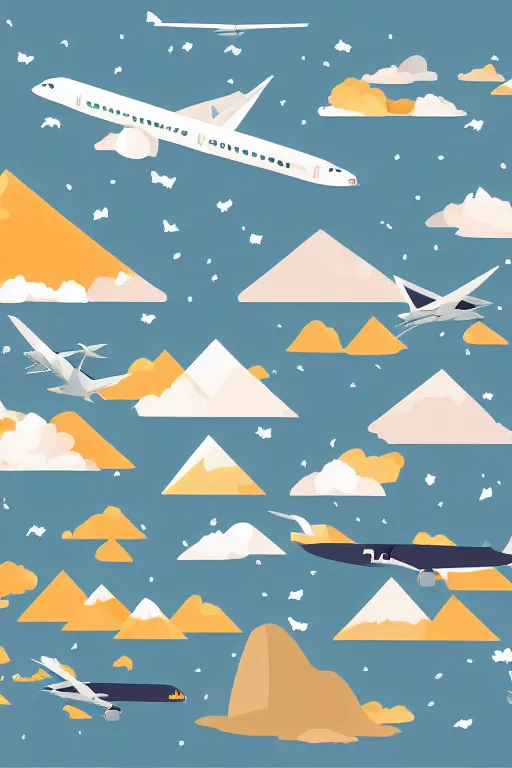 Image similar to airplane mountain flat vector illustration trending on artstation
