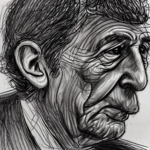Image similar to a realistic yet scraggly portrait sketch of the side profile of a stern and sophisticated leonard cohen, trending on artstation, intricate details, in the style of frank auerbach, in the style of sergio aragones, in the style of martin ansin, in the style of david aja, in the style of mattias adolfsson