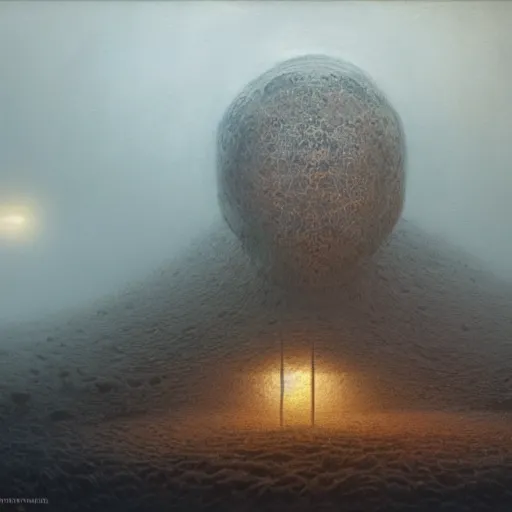 Image similar to deus ex machine, intricate, elegant, highly detailed, digital painting, artstation, concept art, smooth, sharp focus, octane render, dramatic lighting, volumetric lighting, cinematic lighting, art by zdislav beksinski