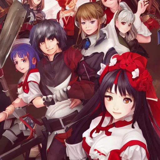 Image similar to isekai masterpiece by blade lovewn, hongbsws, mandy jurgens, irina french, rachel walpole, ross tran, illya kuvshinov, waterhouse, and alyn spiller of reimu