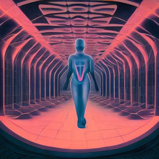 Prompt: A mind awakens inside a simulation after death and is greeted by the Developer, art-deco futurism, 8k, Trending on Artstation, transhumanist, uplifting