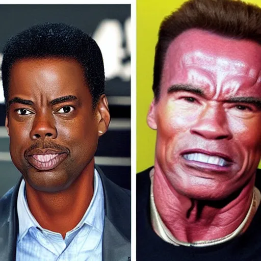 Prompt: chris rock's face on arnold schwarzenegger's torso, realistic, detailed - n 3