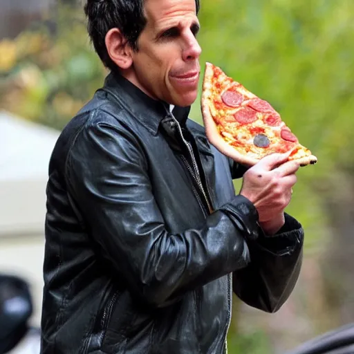 Prompt: ben stiller eating a pizza