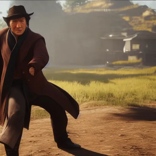 Image similar to Film still of Jackie Chan, from Red Dead Redemption 2 (2018 video game)