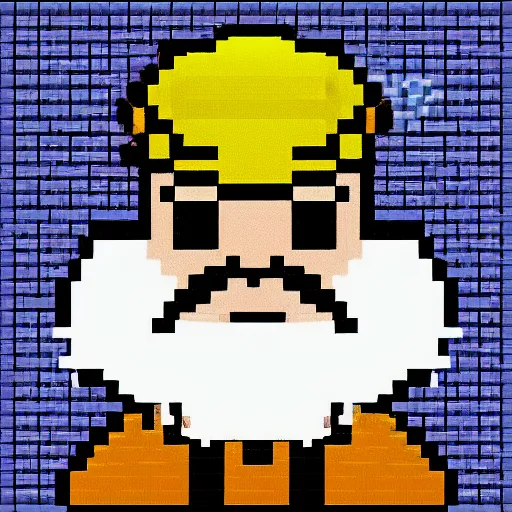 32x32 pixel art of an old grumpy ship captain, white