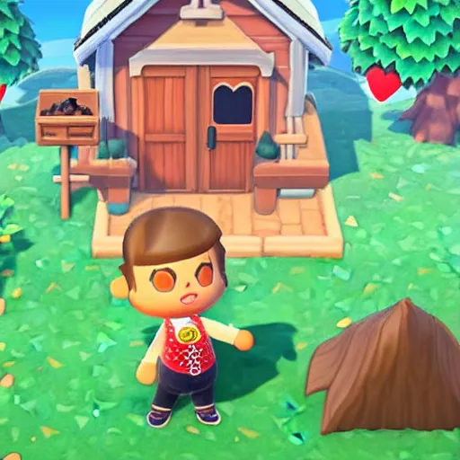 Prompt: jack black on animal crossing new horizons, adorable, hd