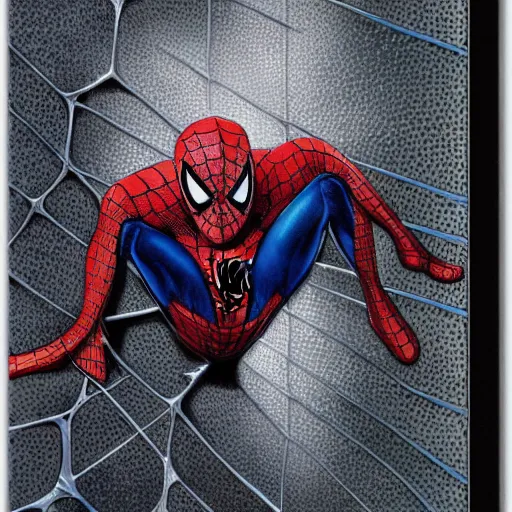 Illustration + Cadre fait main signée Spider Man encadré A4