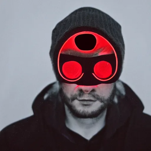 Image similar to a man with red glowing eyes