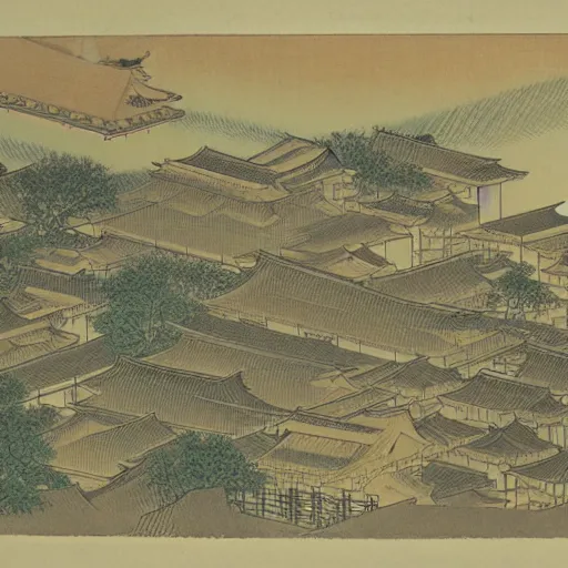 Image similar to a city by tomioka tessai ( 1 8 3 7 - 1 9 2 4 )