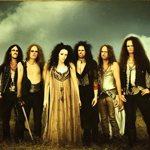 Prompt: professional photograph of within temptation at Woodstock in 1720