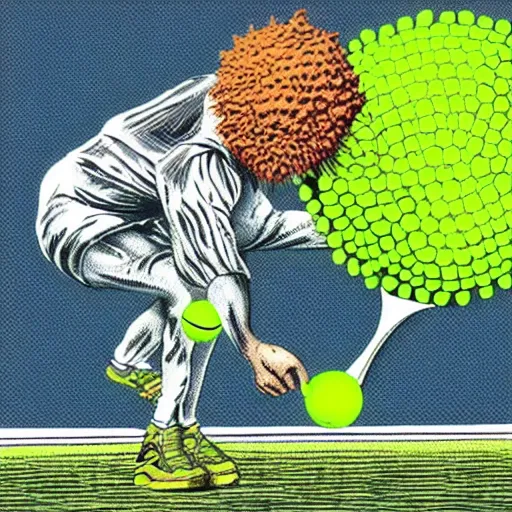 Prompt: a tennis ball monster, professional illustration by Richard Corben -9