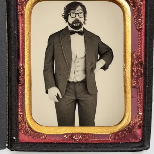 Prompt: ambrotype portrait of sam hyde wearing a suit, very detailed, very intricate,