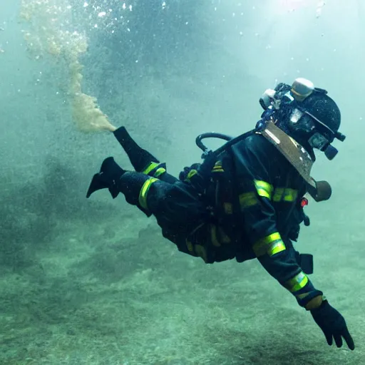 Image similar to fireman underwater putting out a fire