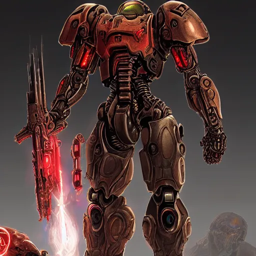 Image similar to armored cyborg from doom eternal