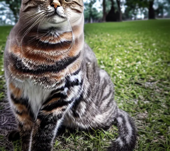 Image similar to award winning 5 5 mm portrait photo of an admiral cat in full military outfit and aviators, in a park by luis royo. soft light. sony a 7 r iv