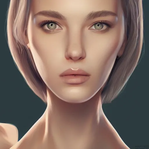 Image similar to a beautiful woman with smooth face and smooth jawline, artstation, digital art, detailed, sharp