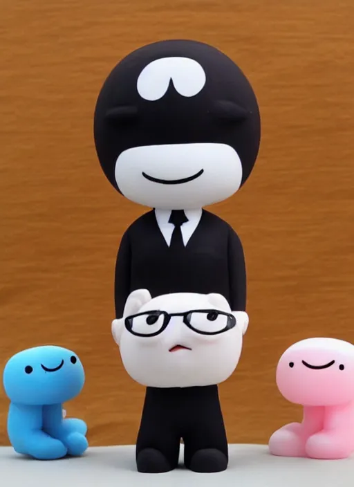 Prompt: money cartoon character with suit, 3 d clay figure, kawaii