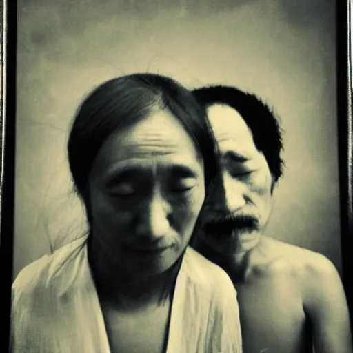 Prompt: two people, explanation of astronomy, style of tadanori yokoo, greyscale soft focus photo