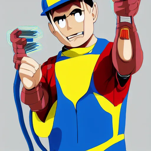 Image similar to portrait of elec man as an electrician, anime fantasy illustration by tomoyuki yamasaki, kyoto studio, madhouse, ufotable, trending on artstation