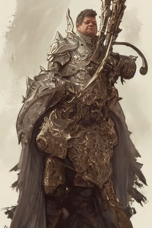 Image similar to patton oswalt as a knight, fantasy, intricate, elegant, highly detailed, digital painting, artstation, concept art, matte, sharp focus, illustration, art by artgerm and greg rutkowski and alphonse mucha