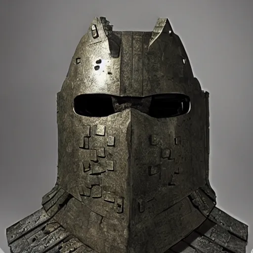 Prompt: a mask that looks like battlements by robert kirkman